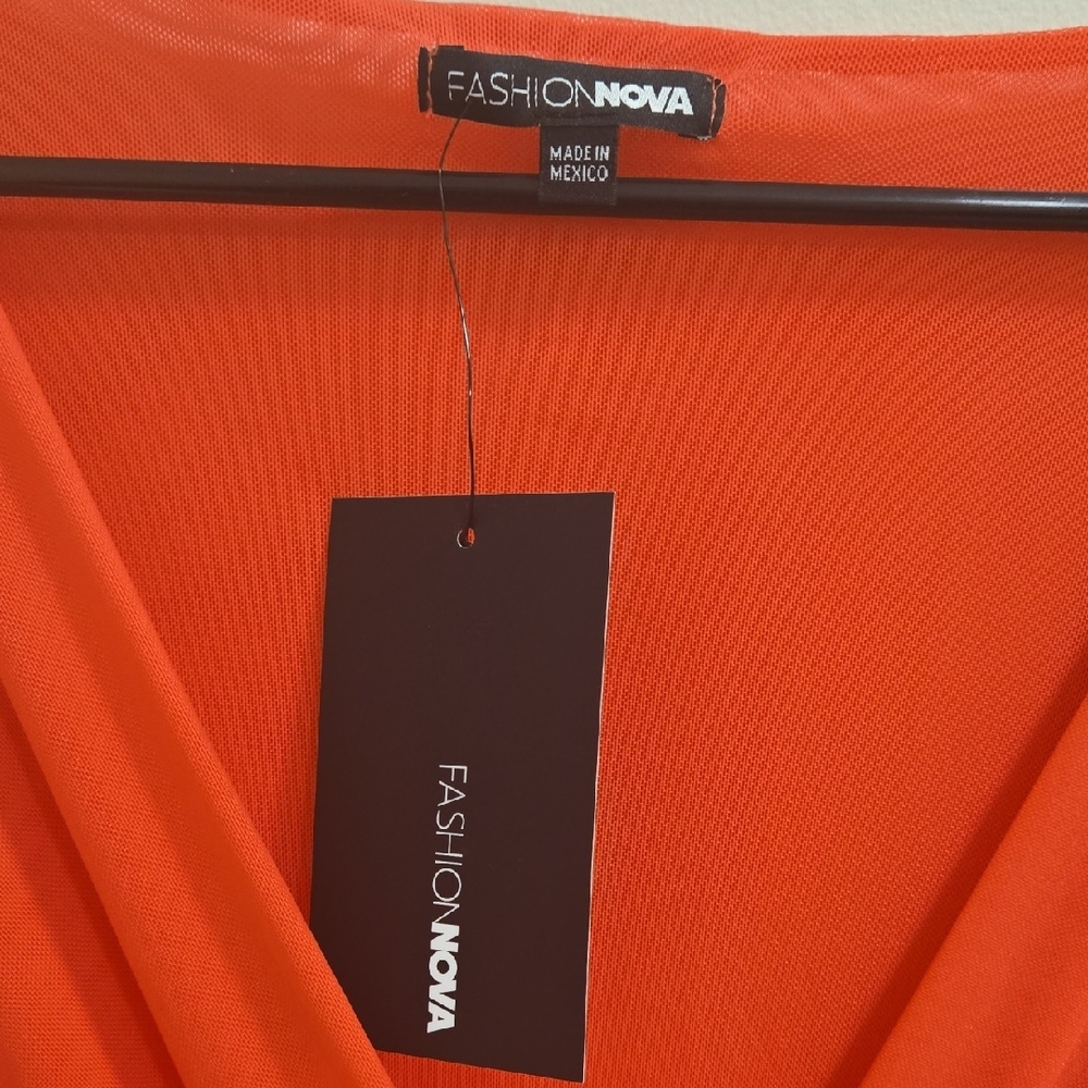 Fashion Nova Vibrant Orange Long Sleeve Dress - Picture 6 of 14